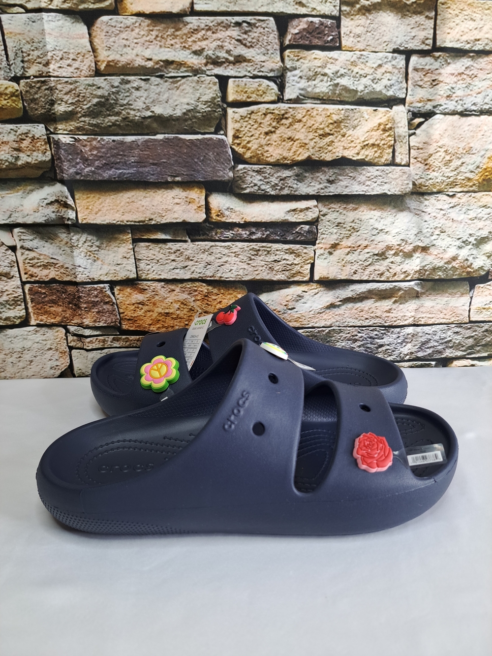 CROCS CLASSIC SLIDE SANDALS REMOVABLE JIBBITZ CHARMS UNISEX in BLEÙ MARINE NEW - Picture 7 of 16